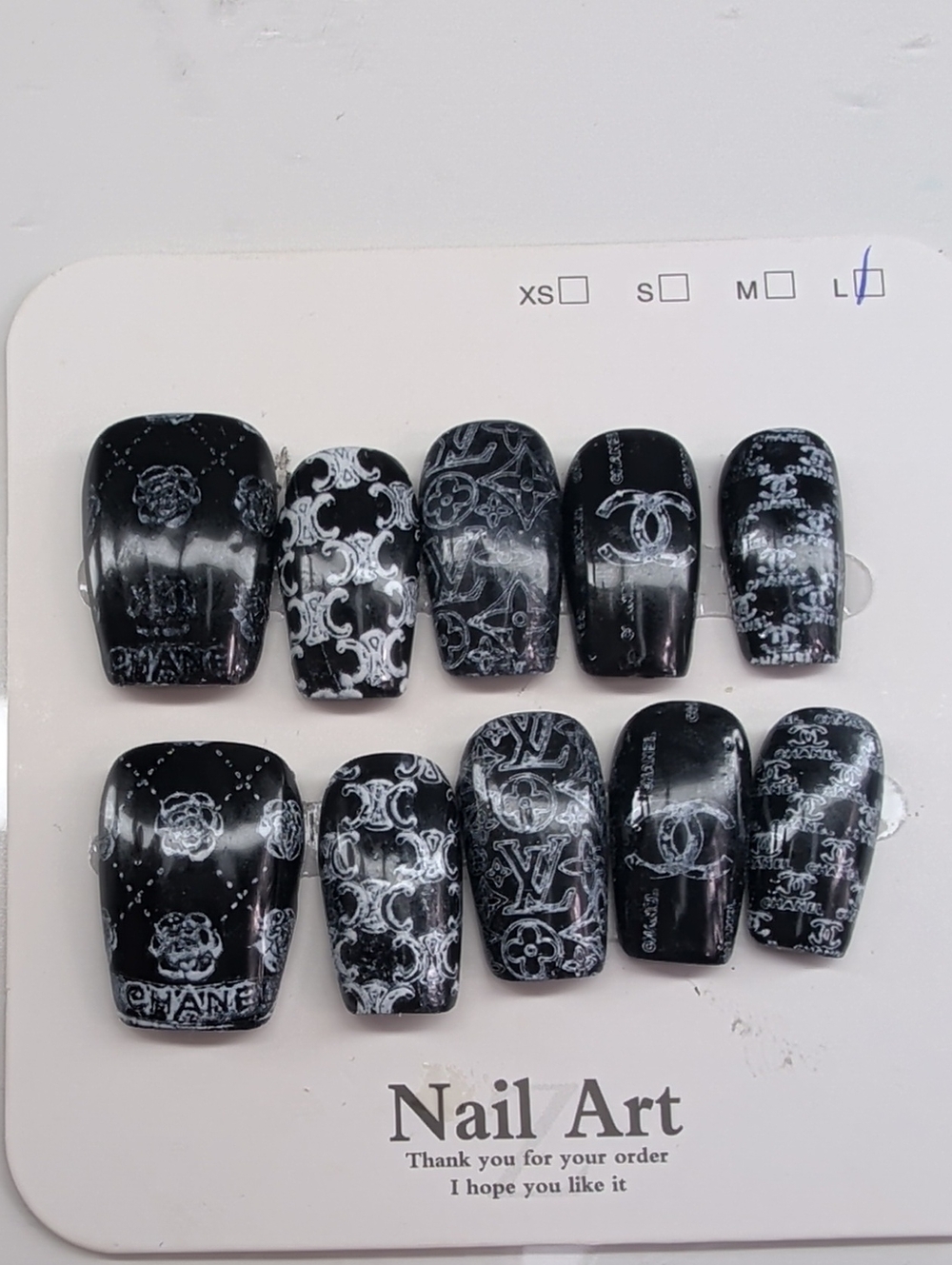 Black Designer-Style Nail Art Set